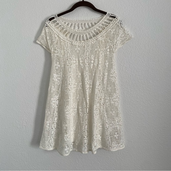 Free People Women's Size XS White Holy Mountain Crochet Mini Dress - Picture 2 of 5